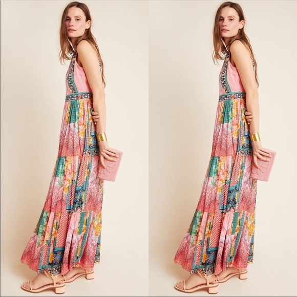 Anthropologie Bhanuni by Jyoti Pink Floral Maxi Dress - Picture 4 of 16
